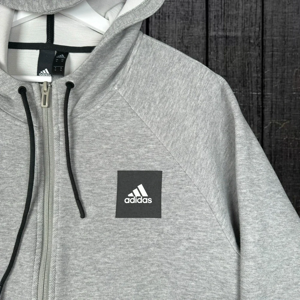 Adidas Chicago Fire FC Gray Full Zip Hoodie - Men's Medium